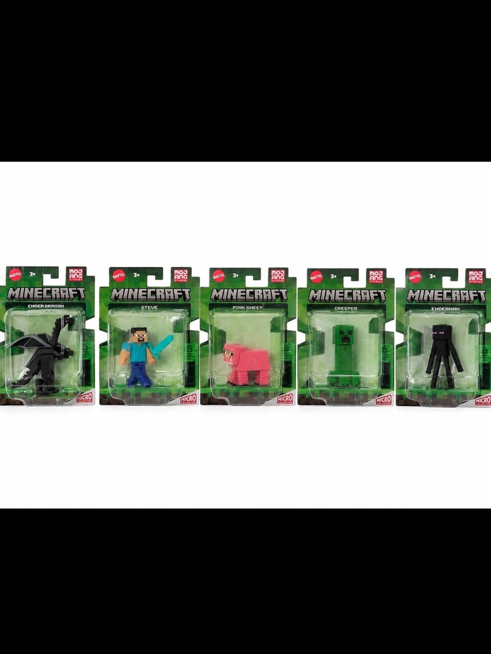 Minecraft Micro Collection Lot of 5 Figures Steve Creeper Enderman Ender Dragon